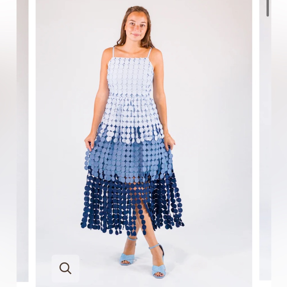 Just Me Blue Ombre Sequin Circle Midi Dress